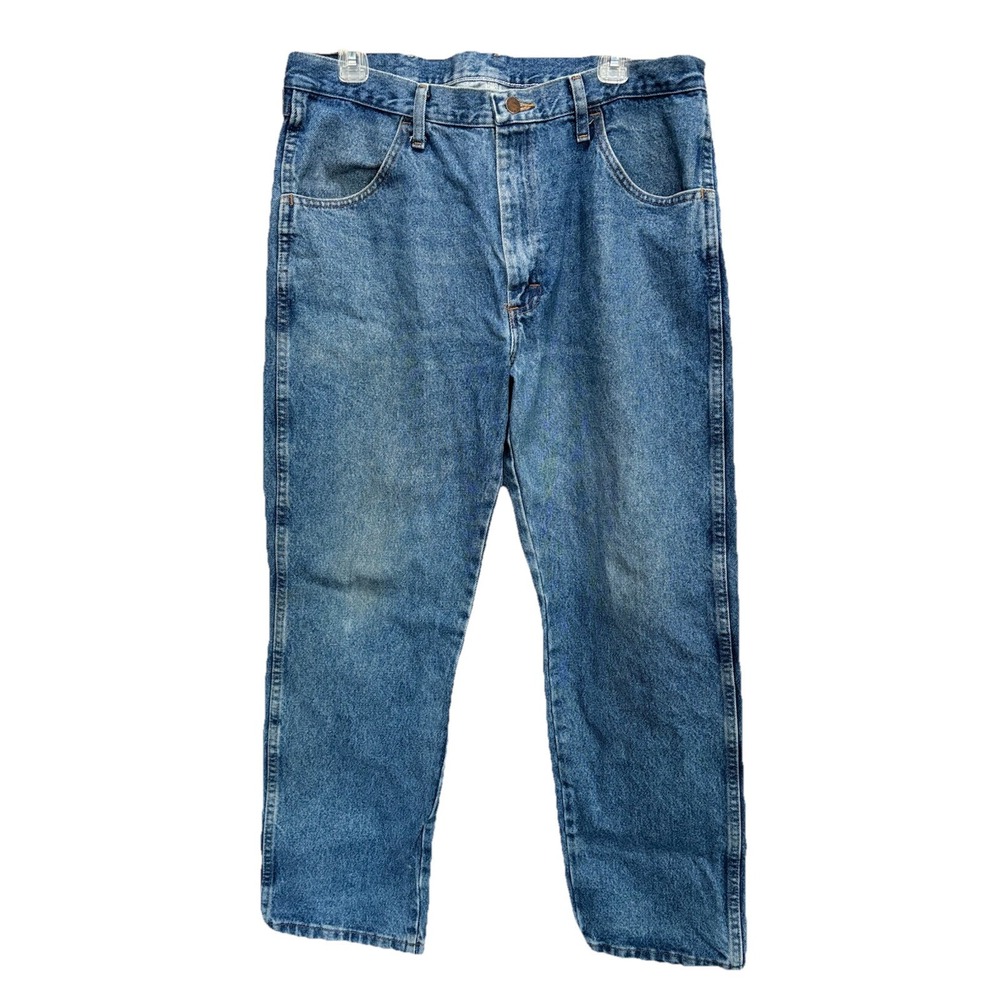 Rustler Straight‎ Leg Jeans Blue Denim Size 36x30 Mid Rise Logo Pockets
